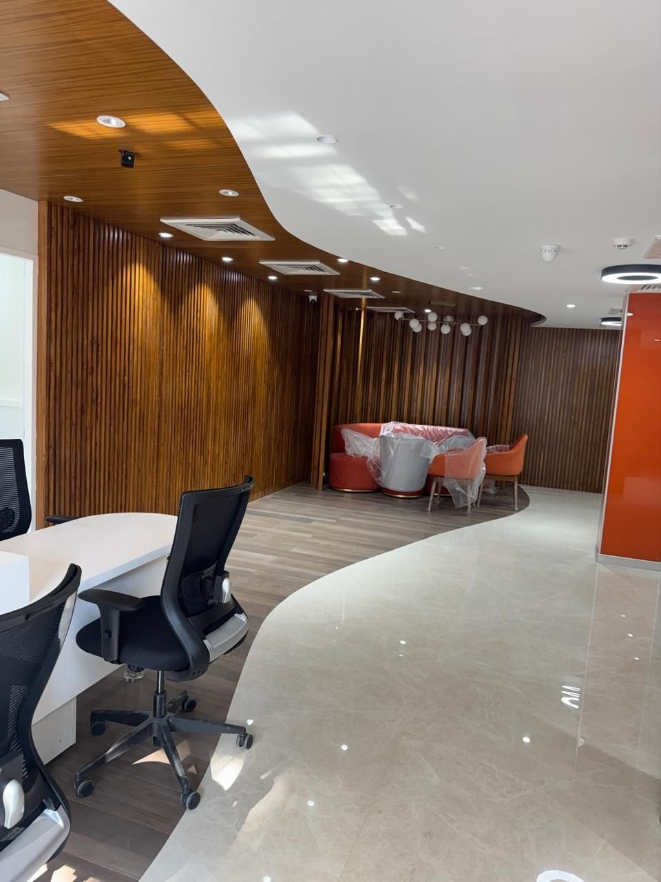 Branch banking hall with teller desk