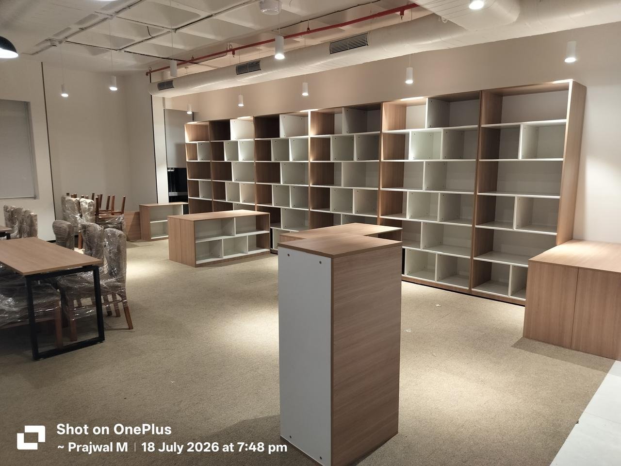Custom library shelving and joinery
